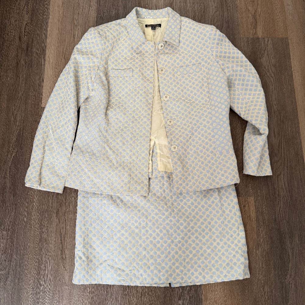 Brooks Brothers skirt suit set AS IS size (blazer, 16) (skirt,10) diamond blue